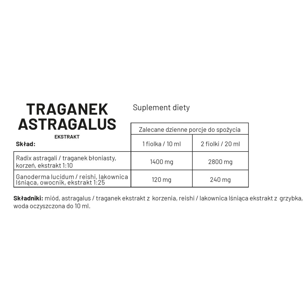 Traganek Astragalus Ekstrakt 10 fiolek x 10 ml
