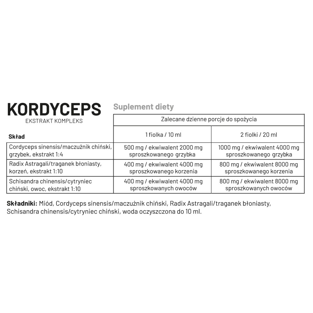 Kordyceps Chiński Ekstrakt Kompleks 10 fiolek x 10 ml - Cordyceps sinensis