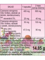 Czerwone winogrona Vitis Vinifera ekstrakt z pestek 95% Proantocyjanidyny OPC 47,5 mg 30 kapsułek