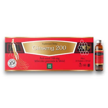 Ginseng 200 żeń-szeń & mleczko pszczele & miód 10 fiolek x 10 ml