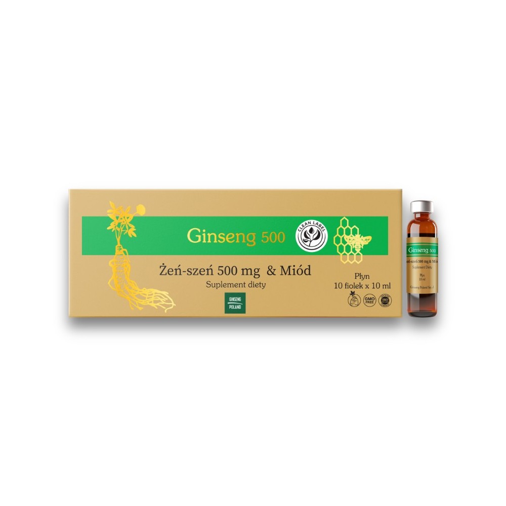 Ginseng 500 żeń-szeń & miód 10 fiolek x 10 ml