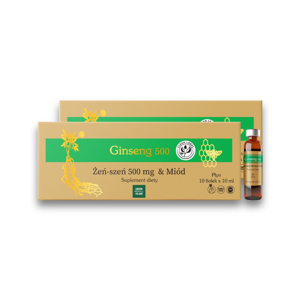 Ginseng 500 żeń-szeń & miód 10 fiolek x 10 ml